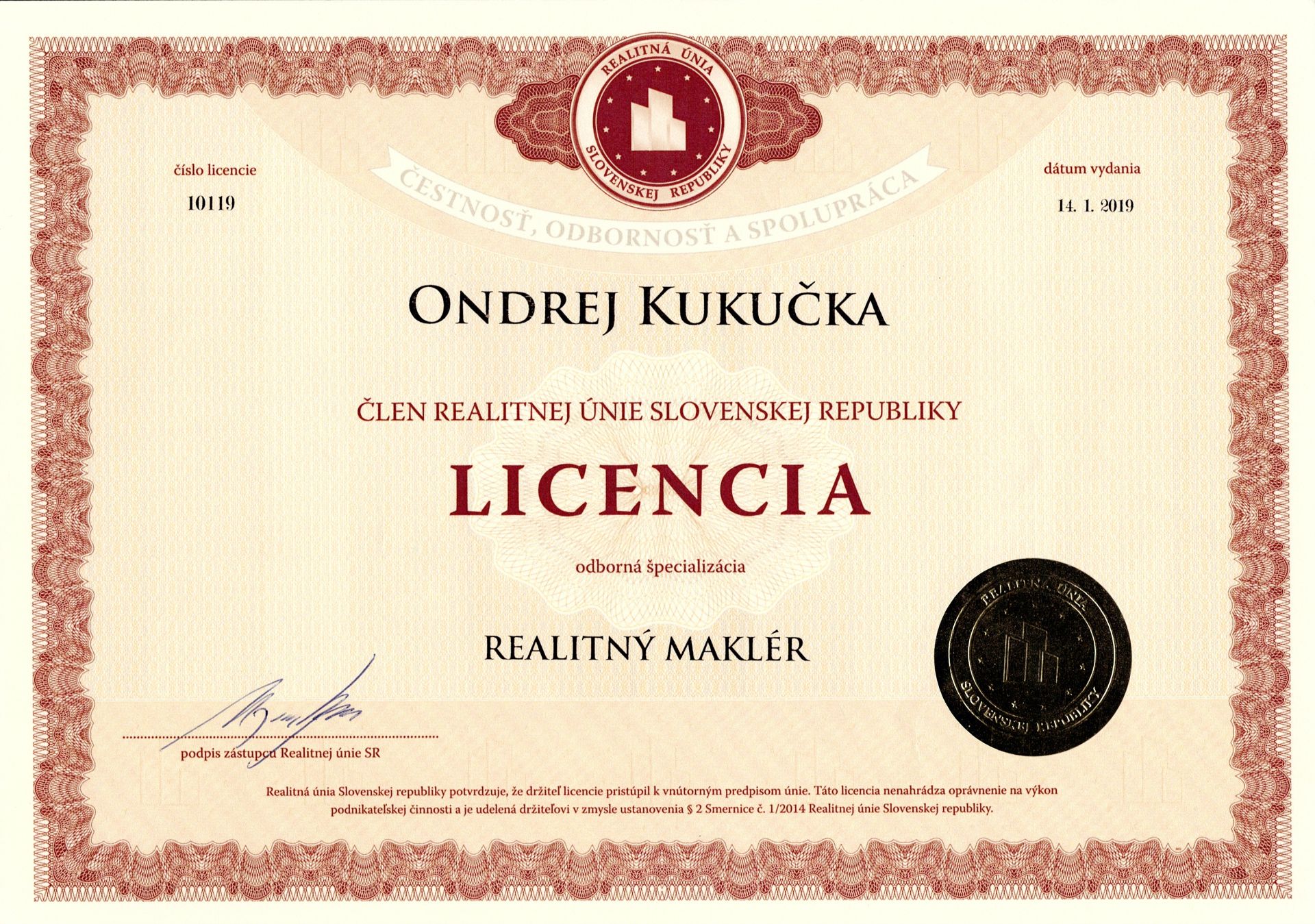 Licencia_Realitny_makler_-_Ondrej_Kukucka
