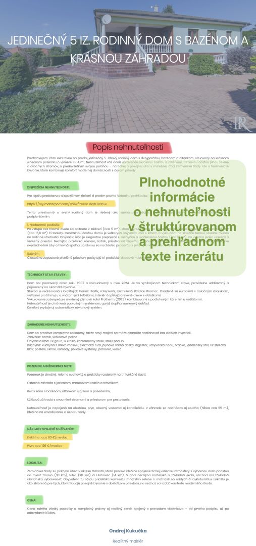 PÚTAVÝ TEXT INZERÁTU